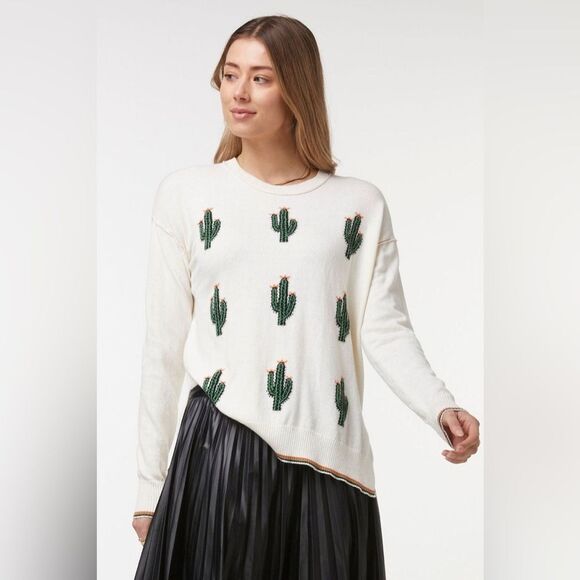 ZAKET & PLOVER NWOT Cactus Long Sleeve Top in Off White - Picture 1 of 8